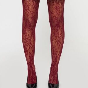 Elegant Red Lace Tights